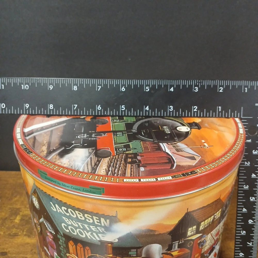 Jacobsen's Trains Imported Danish Butter Cookie Collectible Tin, Empty 9 x 6.25